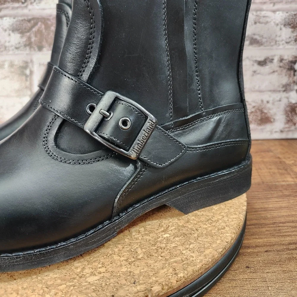TIMBERLAND BLACK LEATHER ZIP BOOTS MENS 10